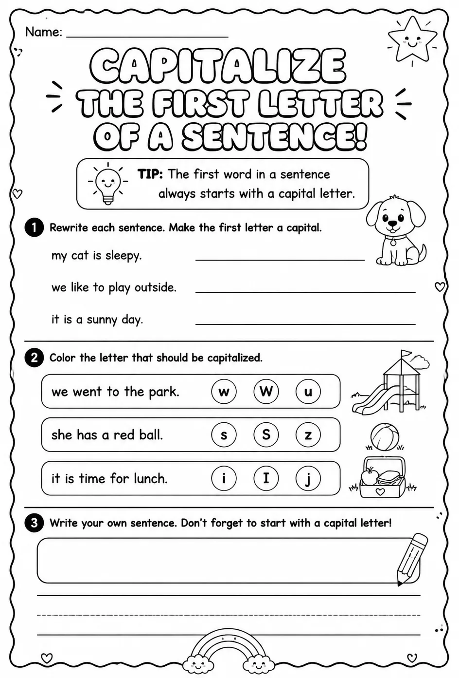 Capitalize the first letter of a sentence