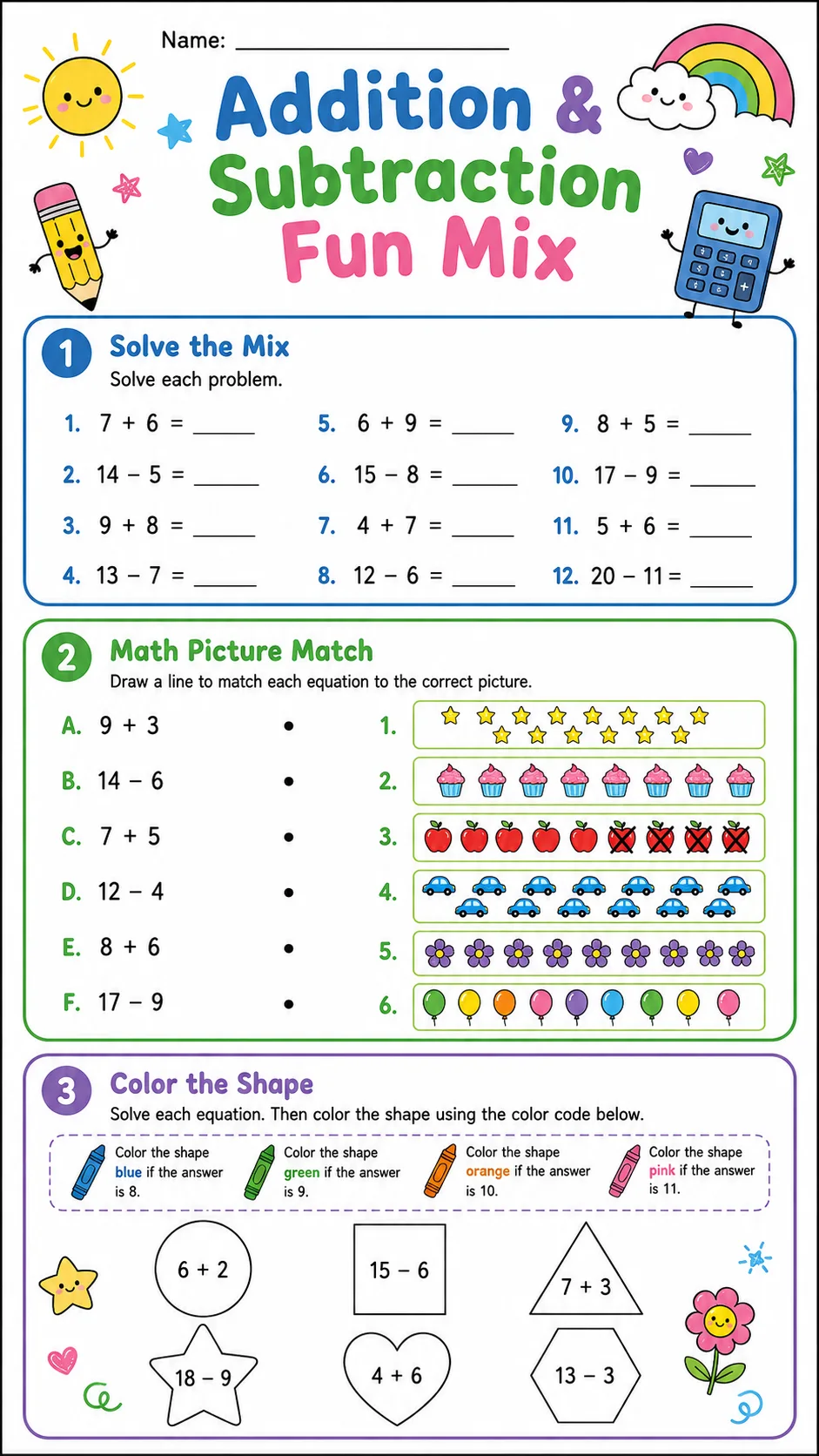 Addition & Subtraction Fun Mix