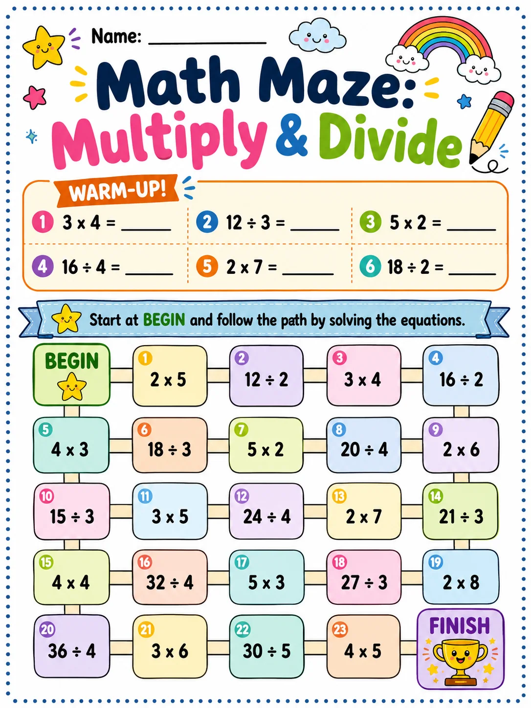 Math Maze: Multiply & Divide