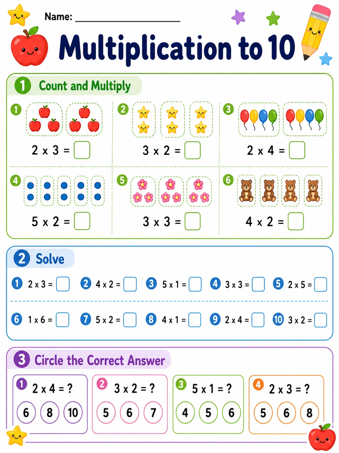 Multiplication to 10