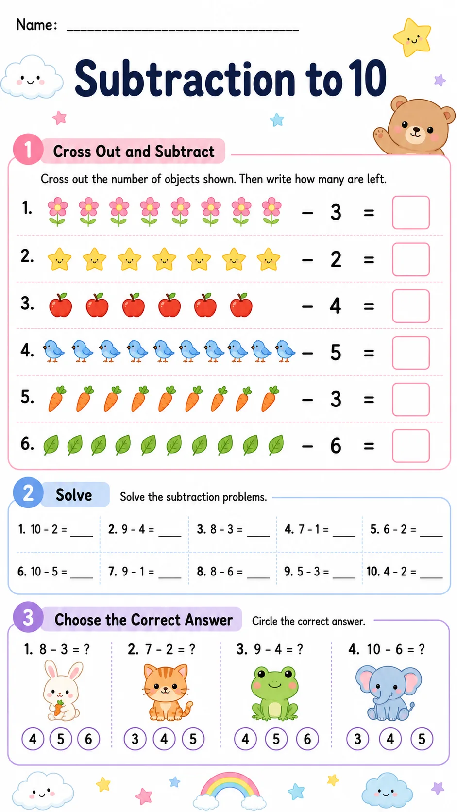 Subtraction to 10