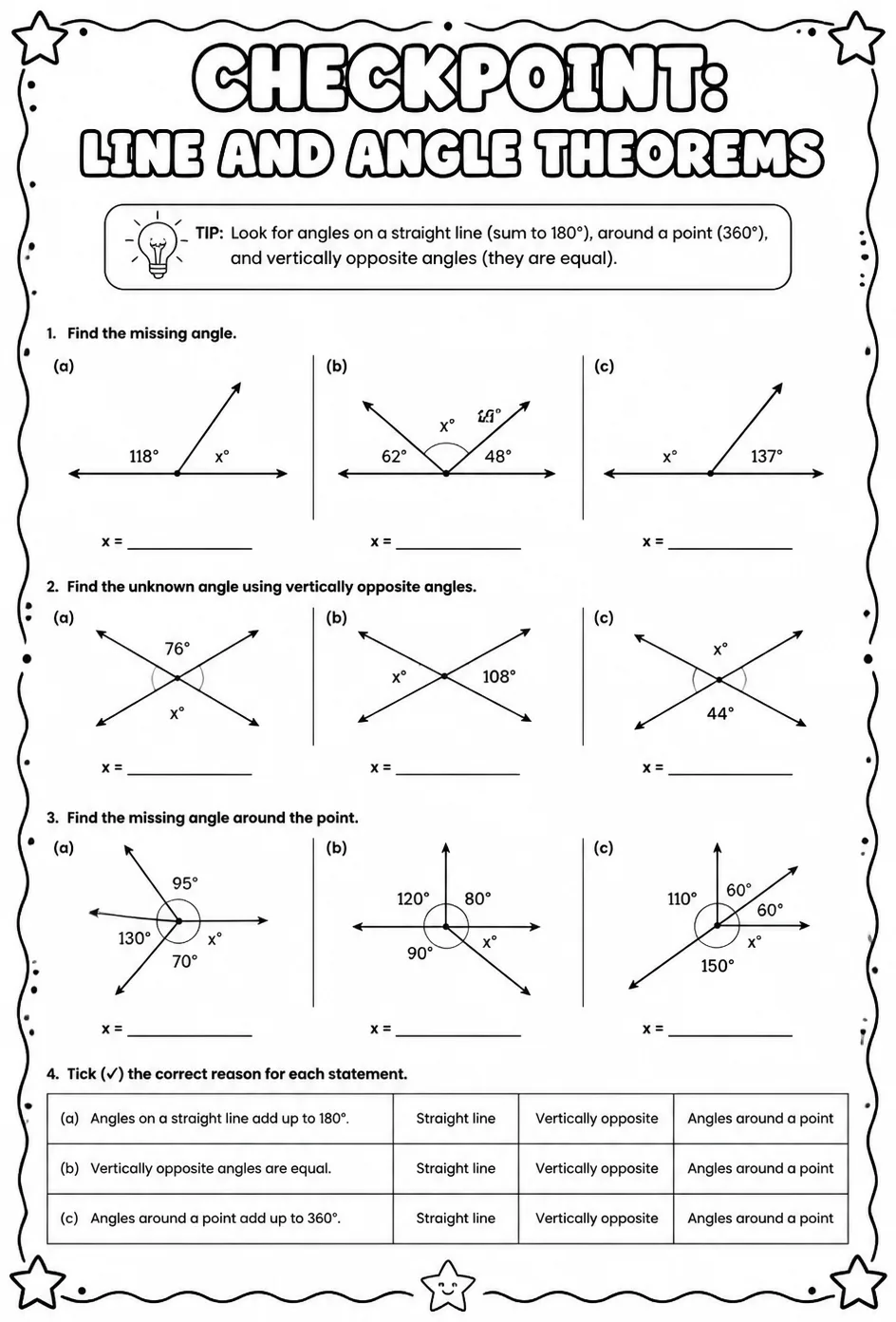 Checkpoint: Line and angle theorems
