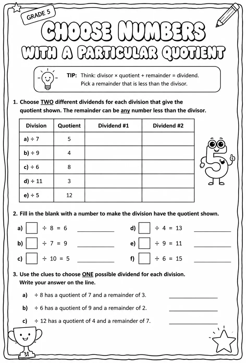 Choose numbers with a particular quotient