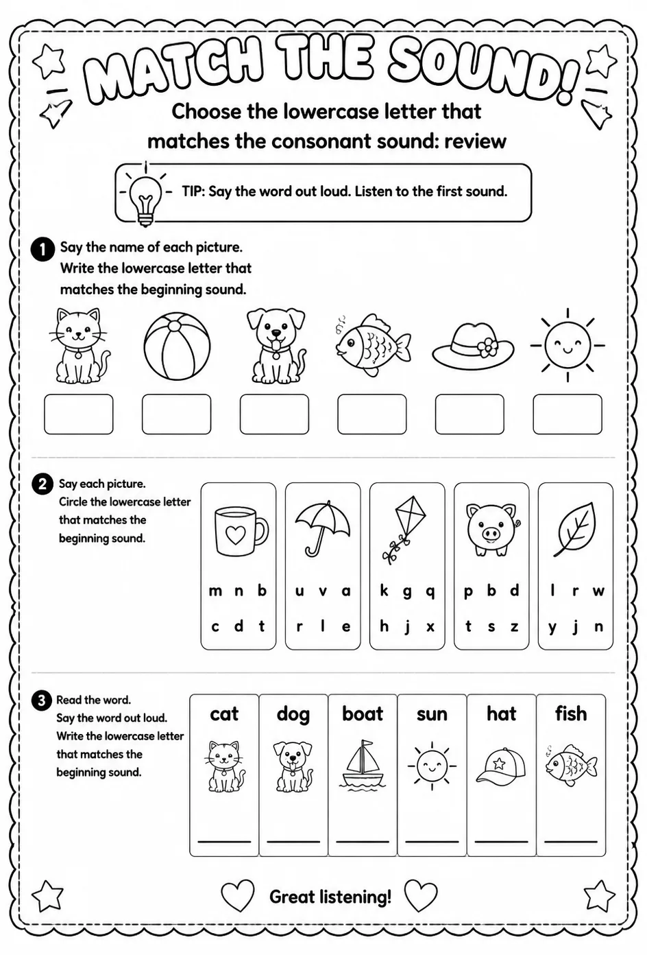 Choose the lowercase letter that matches the consonant sound: review