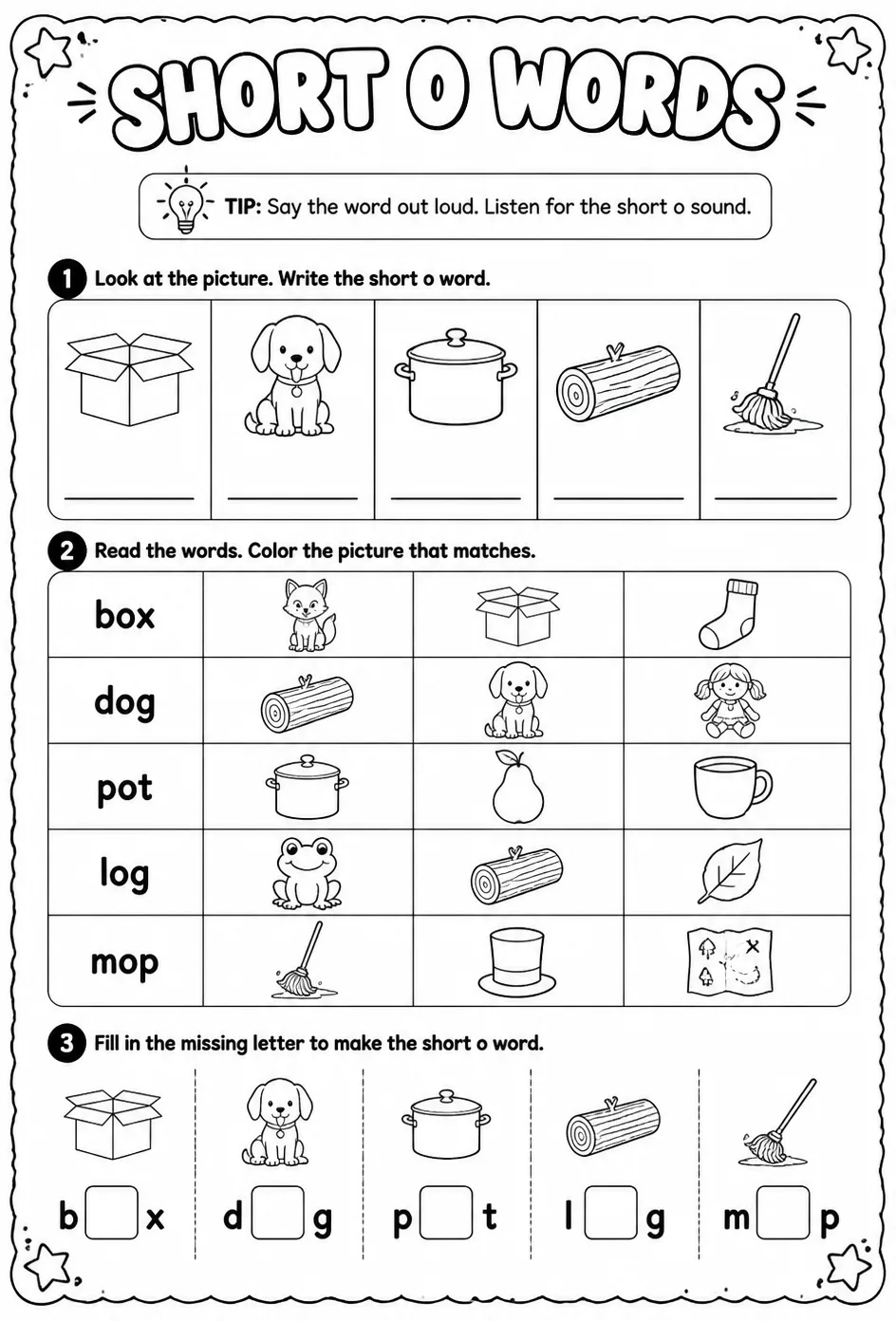 Choose the short o word that matches the picture: lowercase