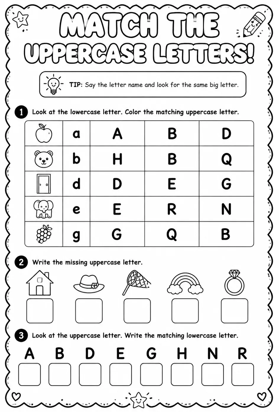 Choose the uppercase letter that matches: A, B, D, E, G, H, N, Q, R