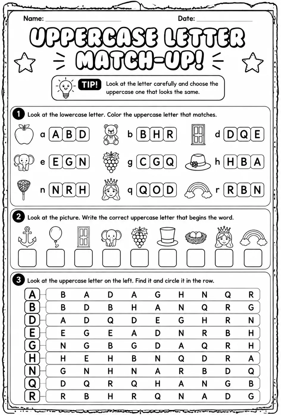 Choose the uppercase letter that matches: A, B, D, E, G, H, N, Q, R