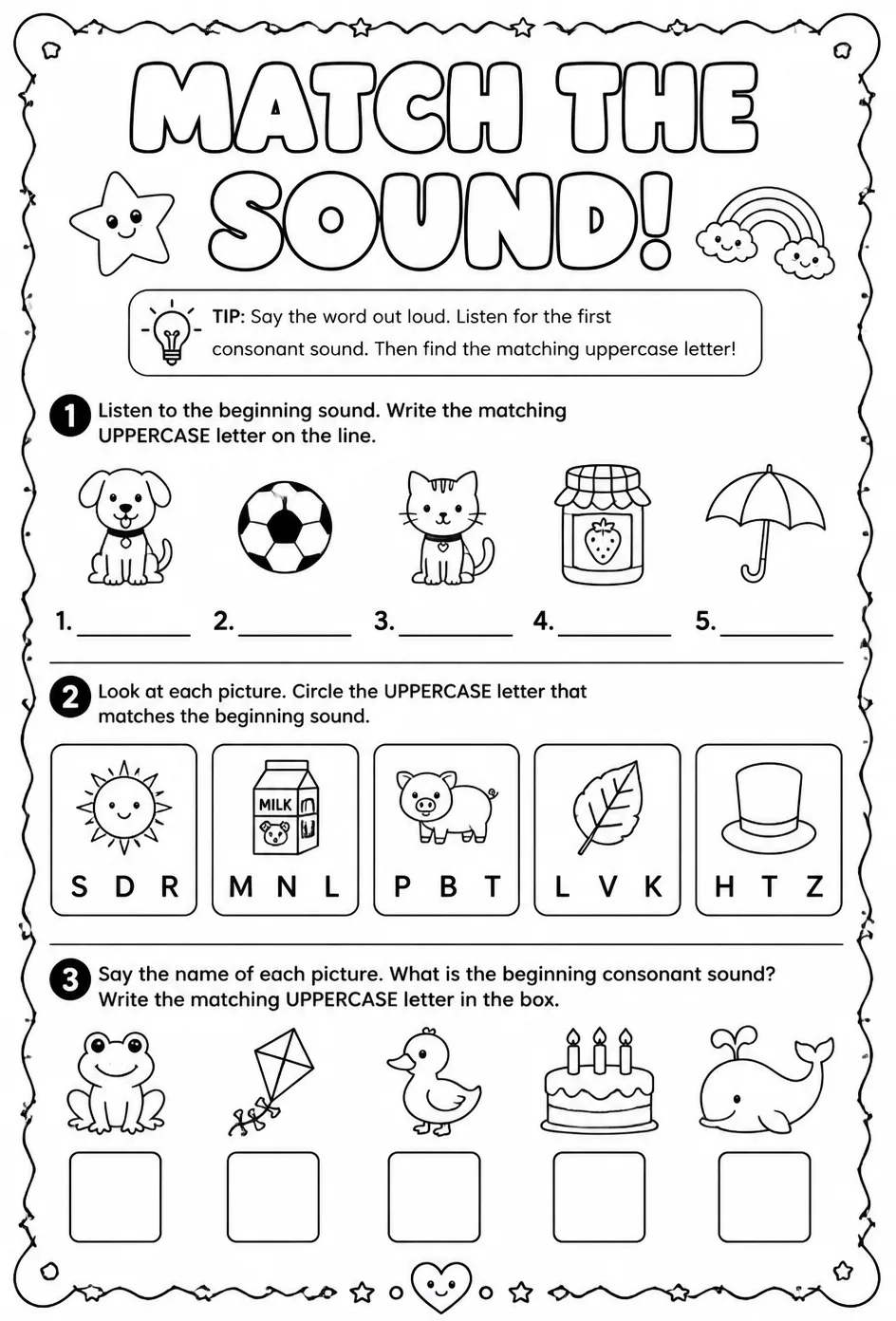 Choose the uppercase letter that matches the consonant sound: review