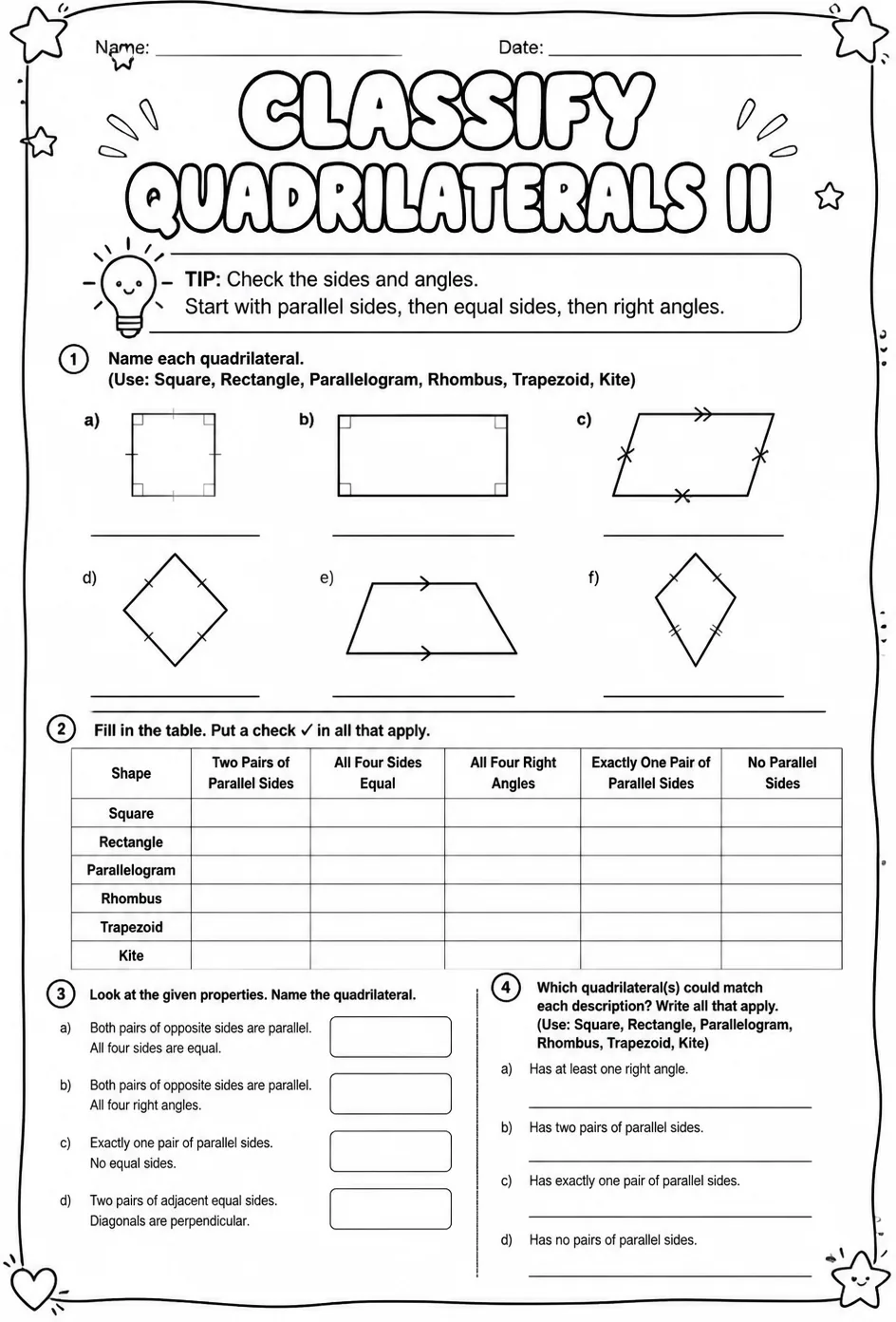 Classify quadrilaterals II