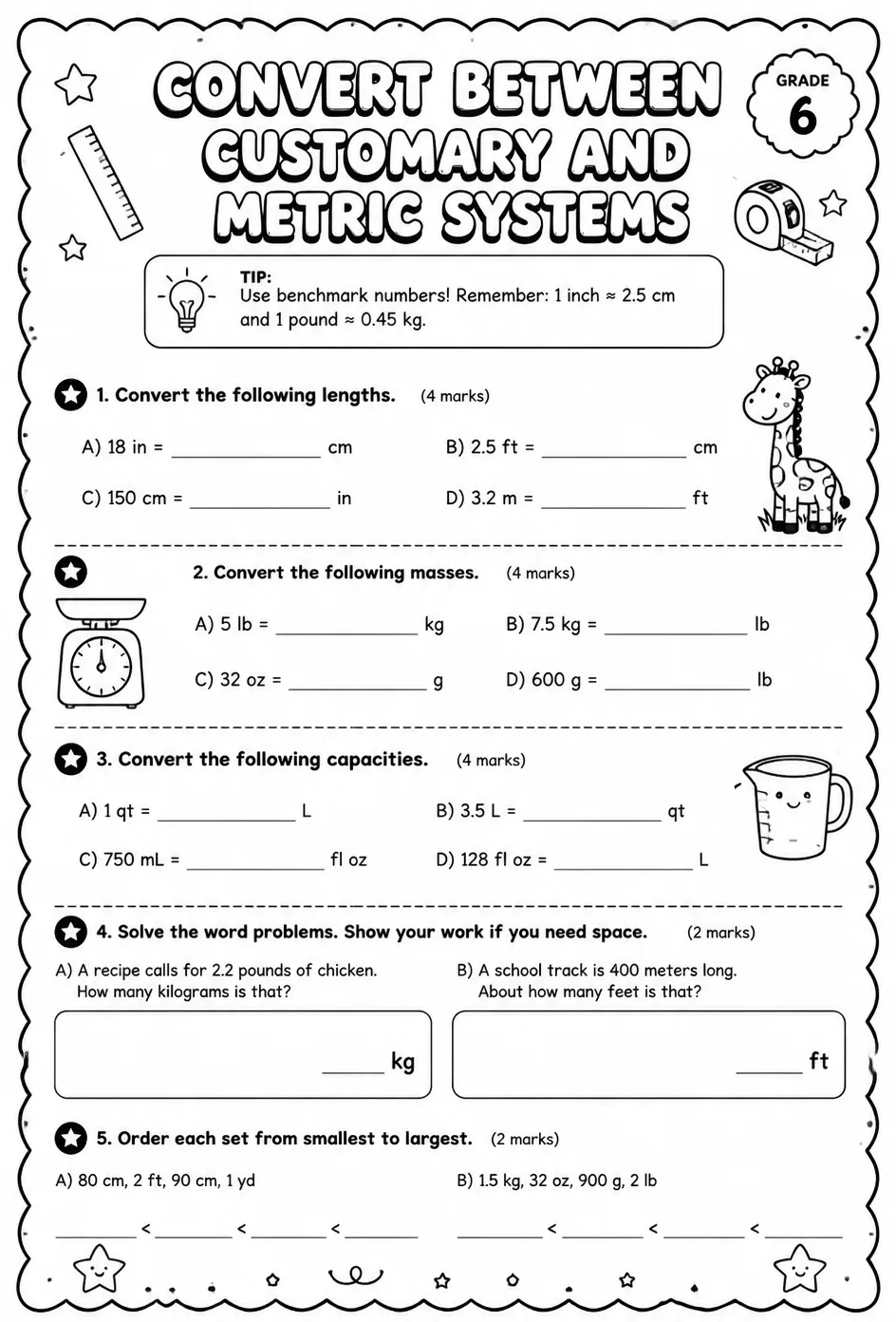 Convert between customary and metric systems