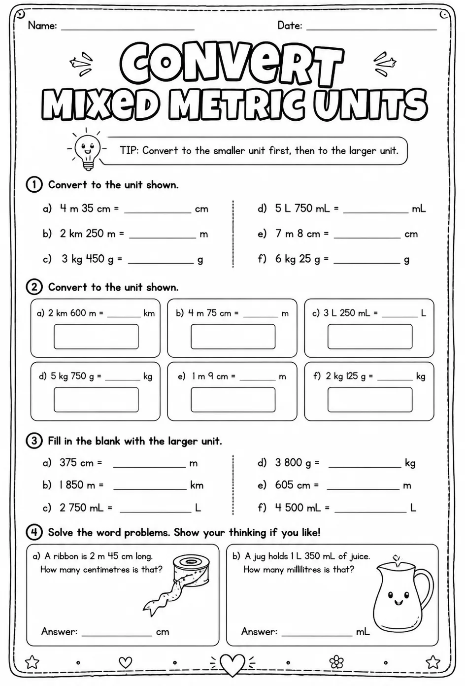 Convert mixed metric units