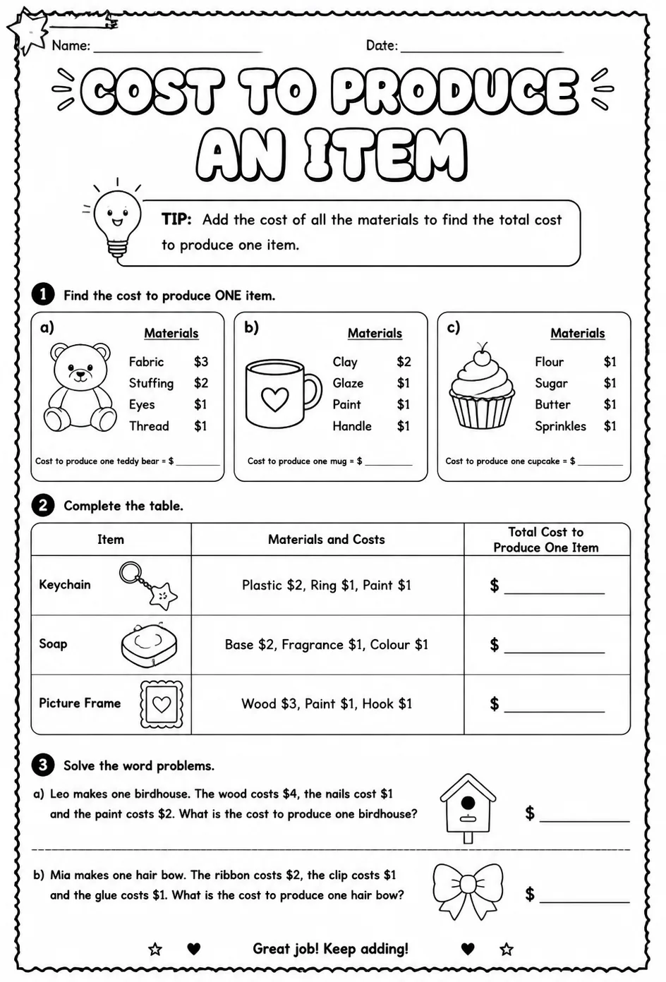Cost to produce an item