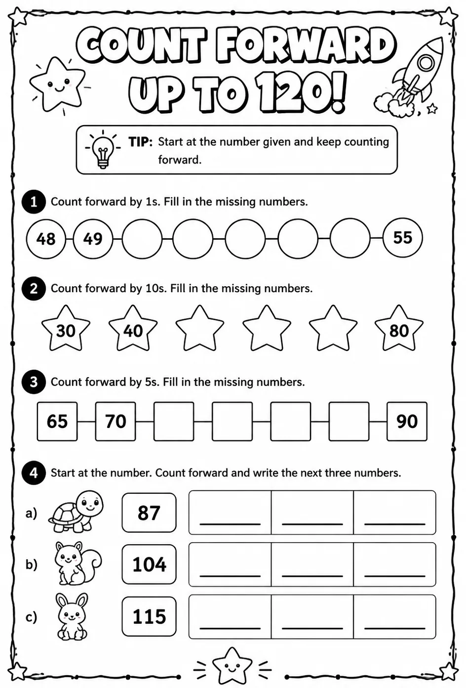 Count forward - up to 120