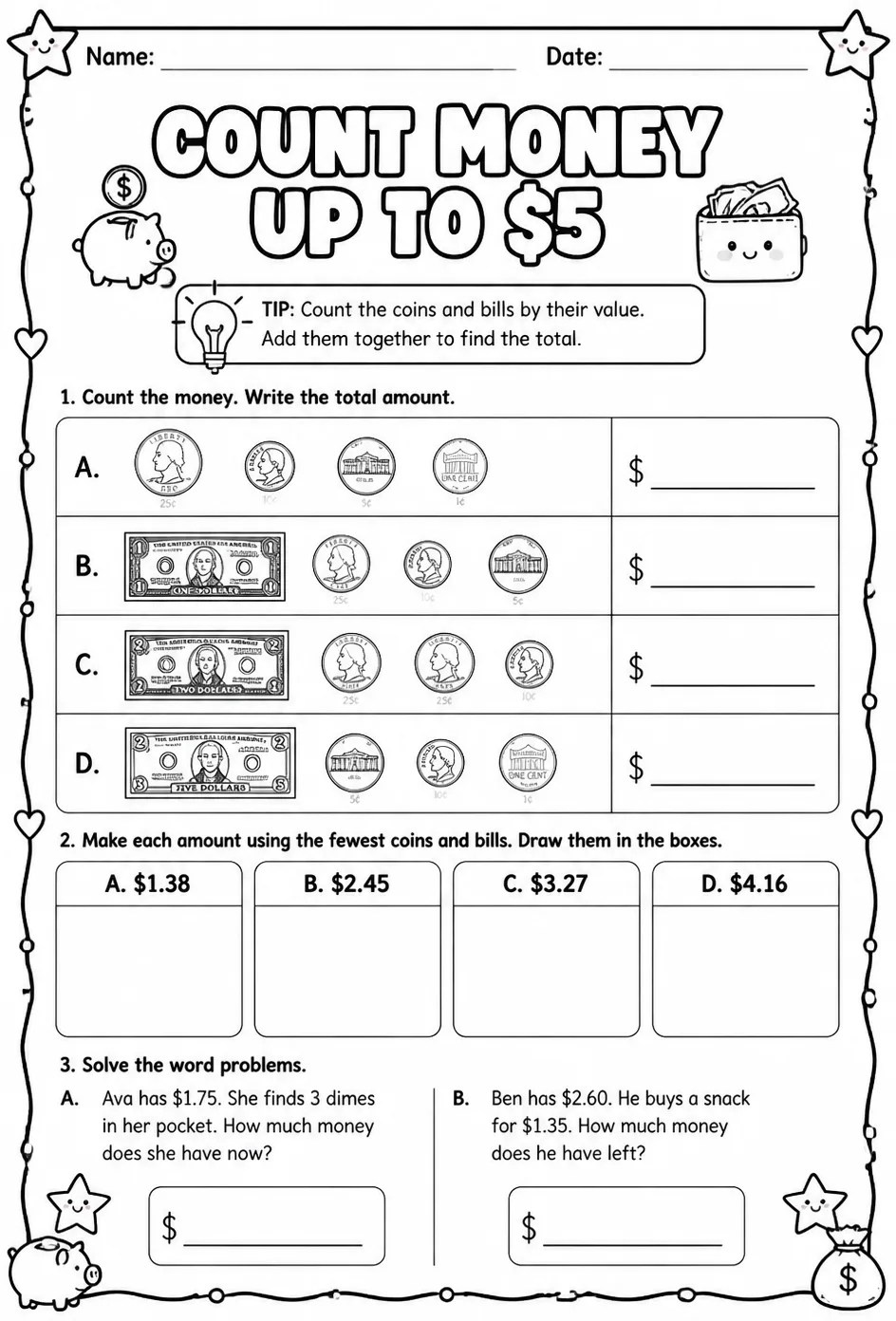 Count money up to $5