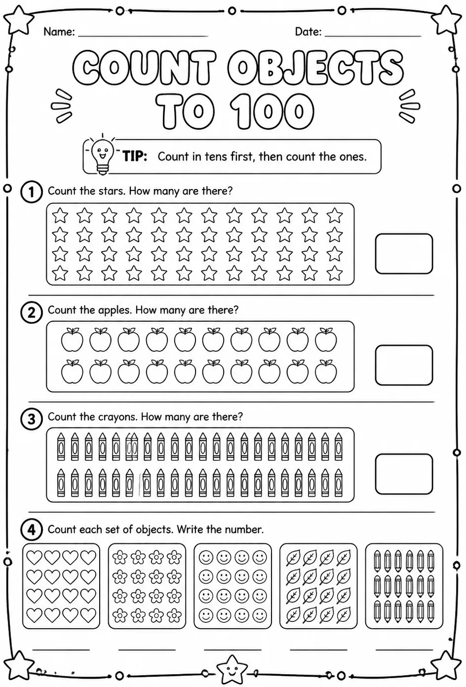 Count objects to 100