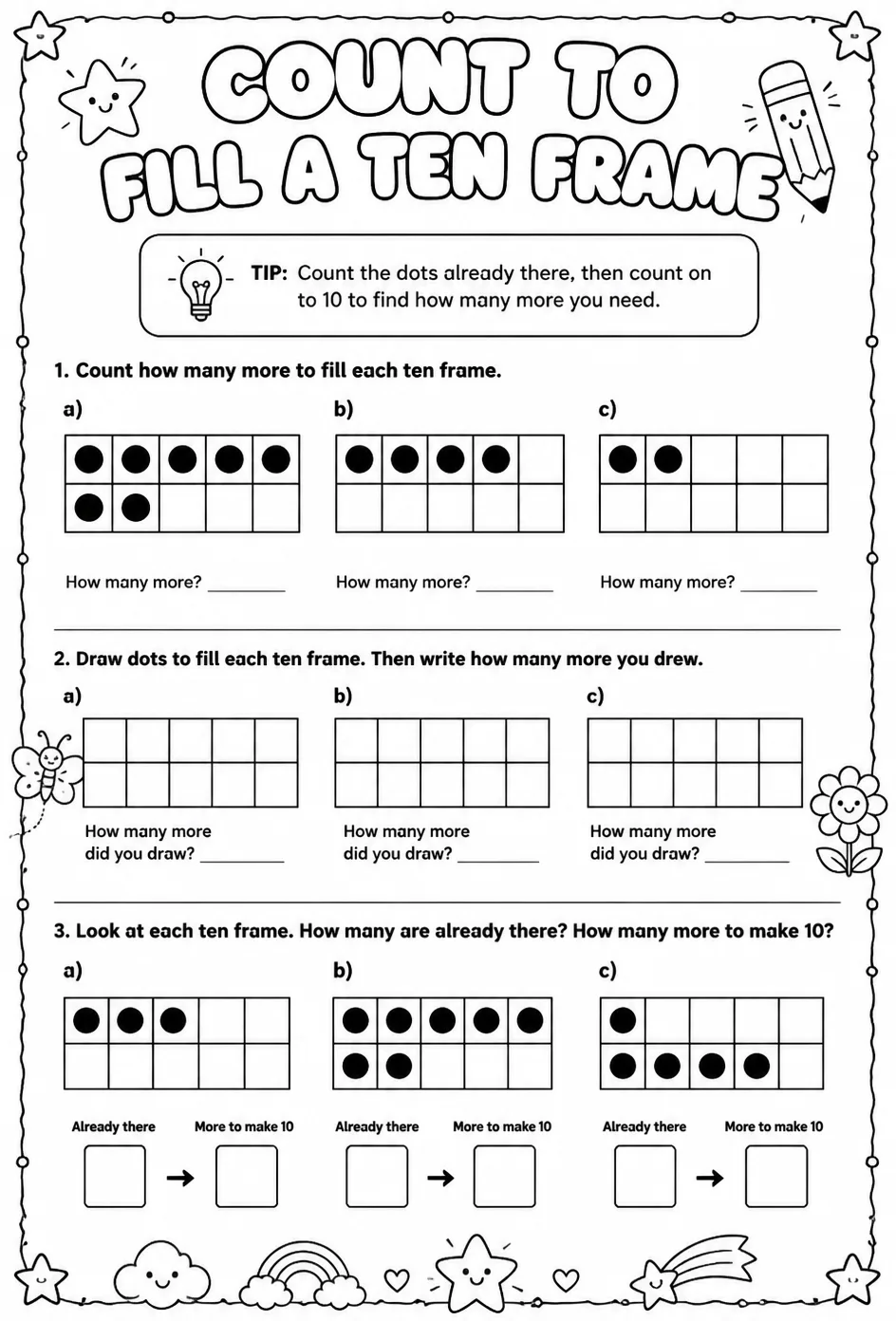 Count to fill a ten frame