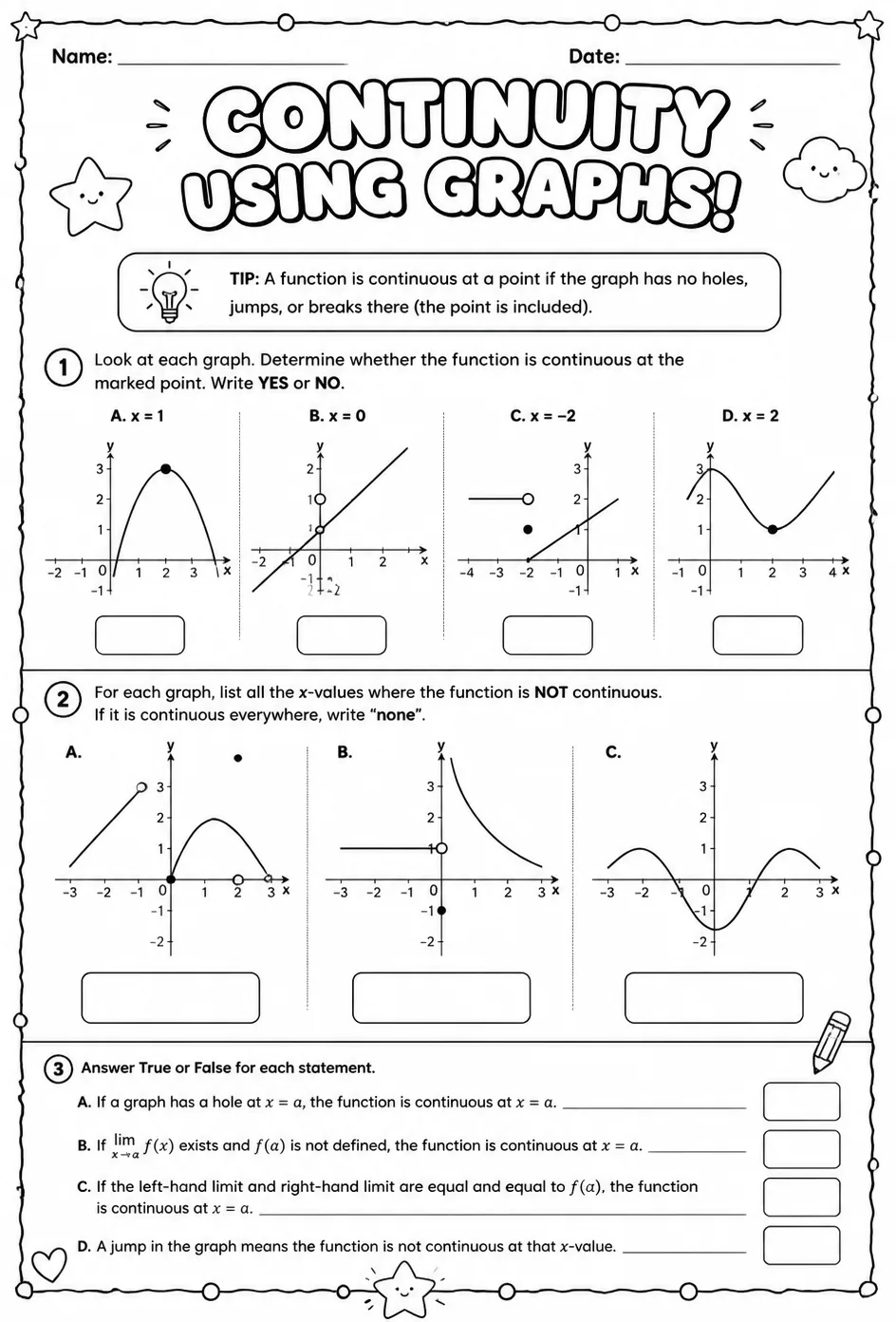 Determine continuity using graphs