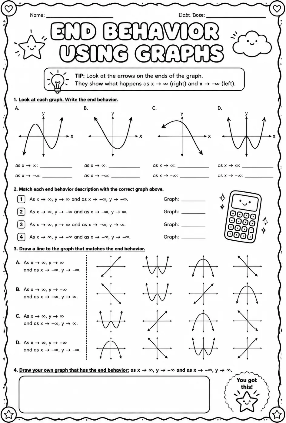 Determine end behavior using graphs