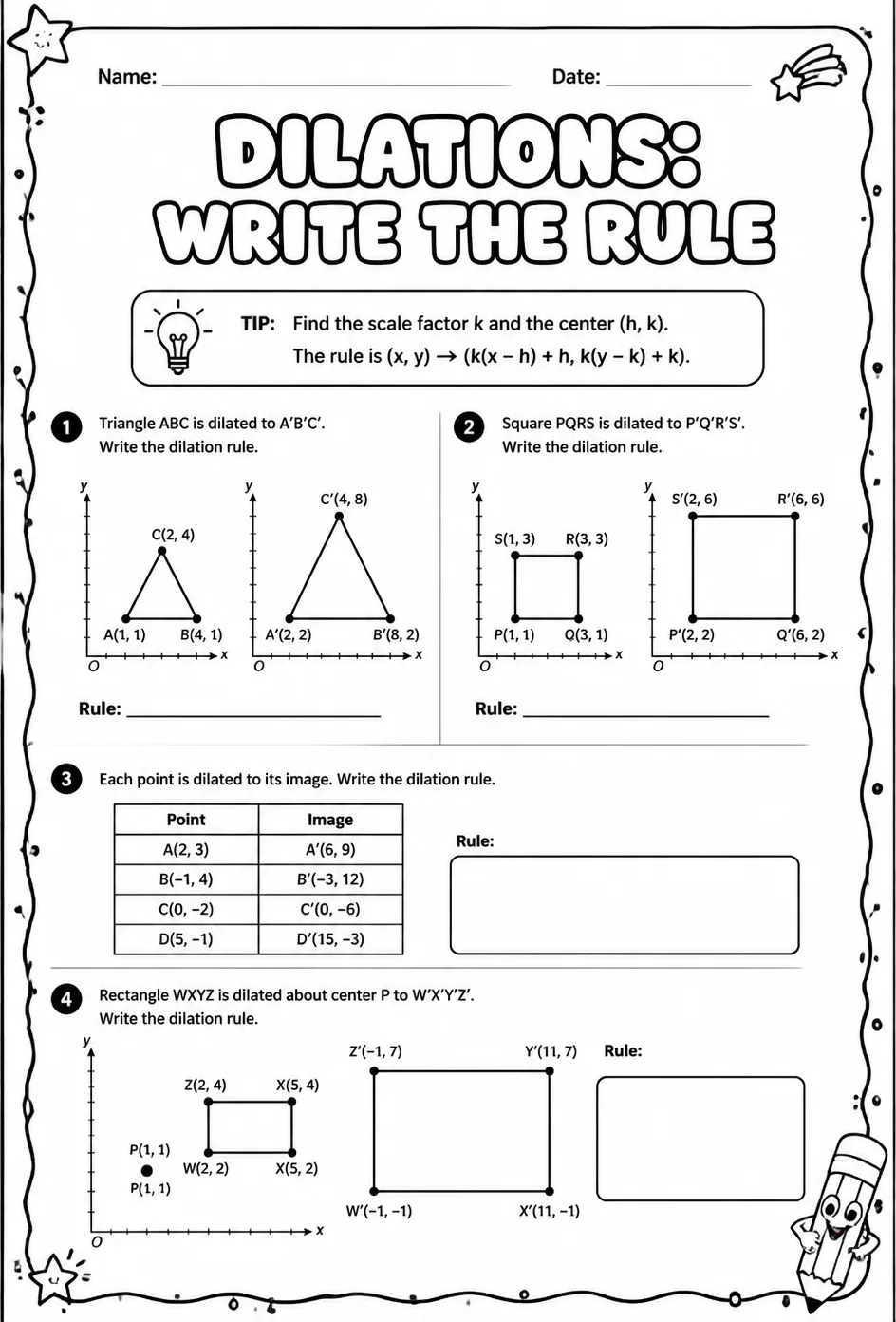 Dilations: write the rule