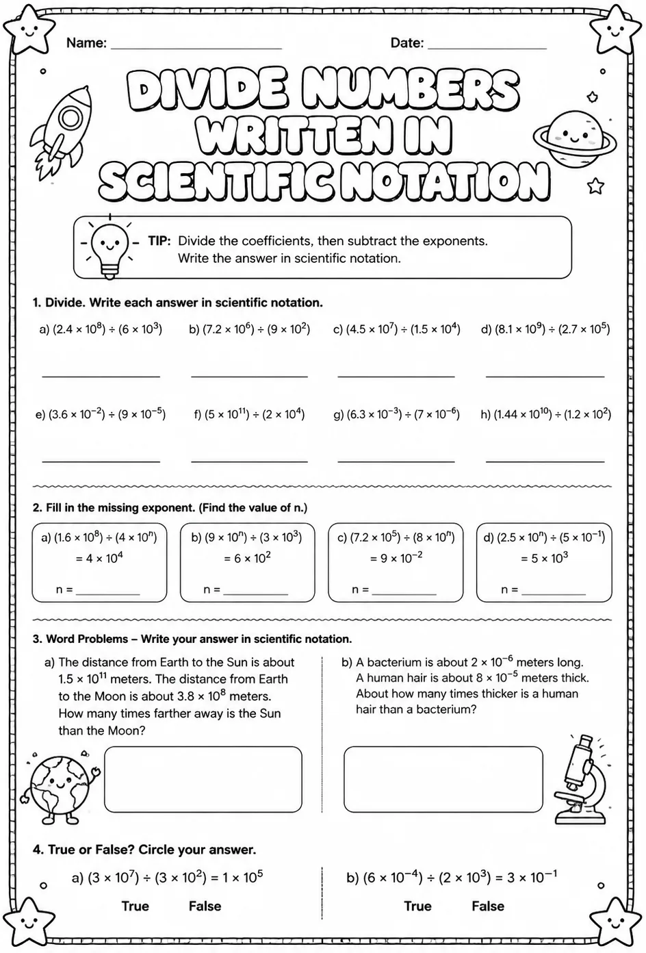Divide numbers written in scientific notation