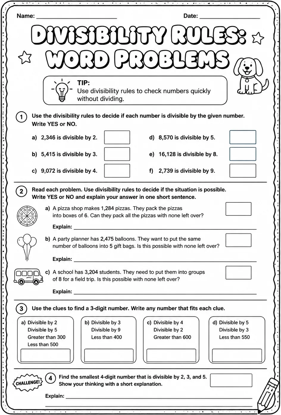 Divisibility rules: word problems