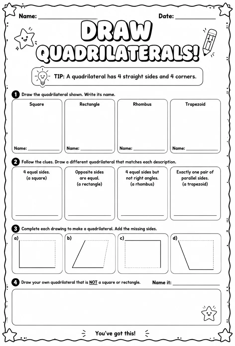Draw quadrilaterals