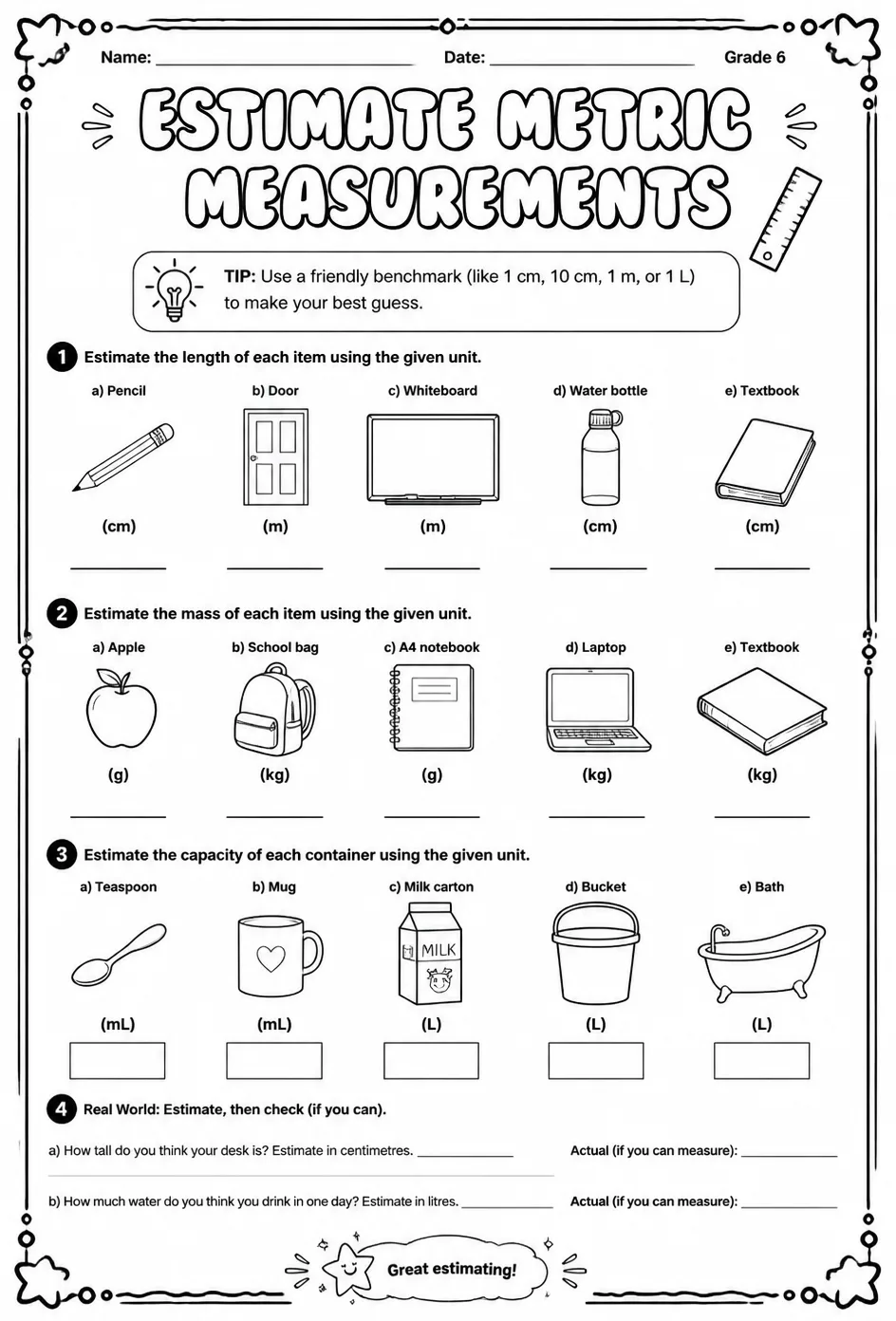 Estimate metric measurements