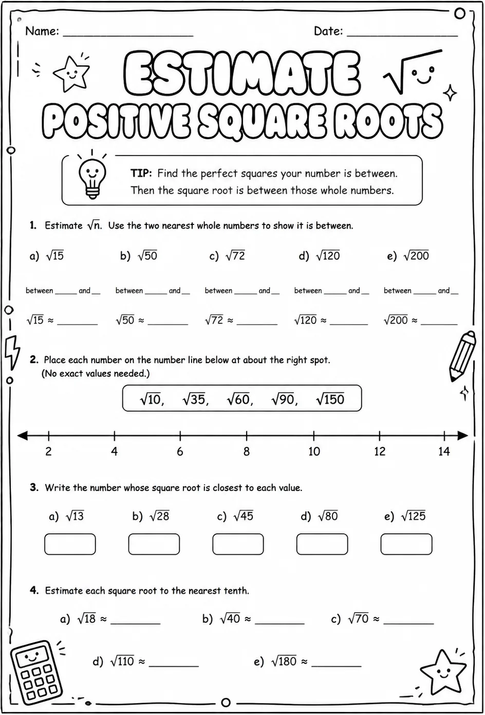 Estimate positive square roots