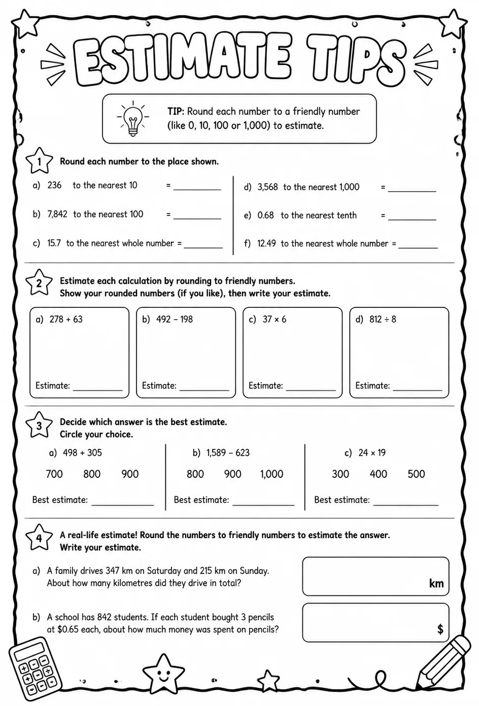 Estimate tips