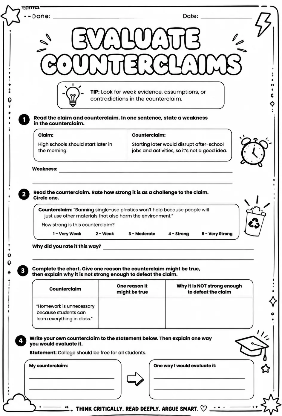 Evaluate counterclaims