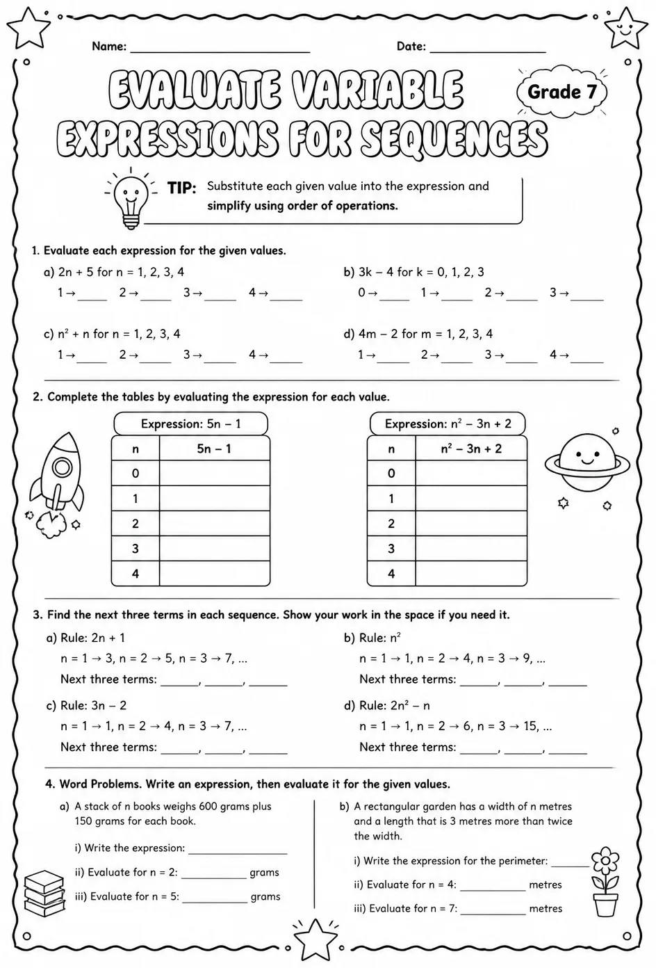 Evaluate variable expressions for sequences