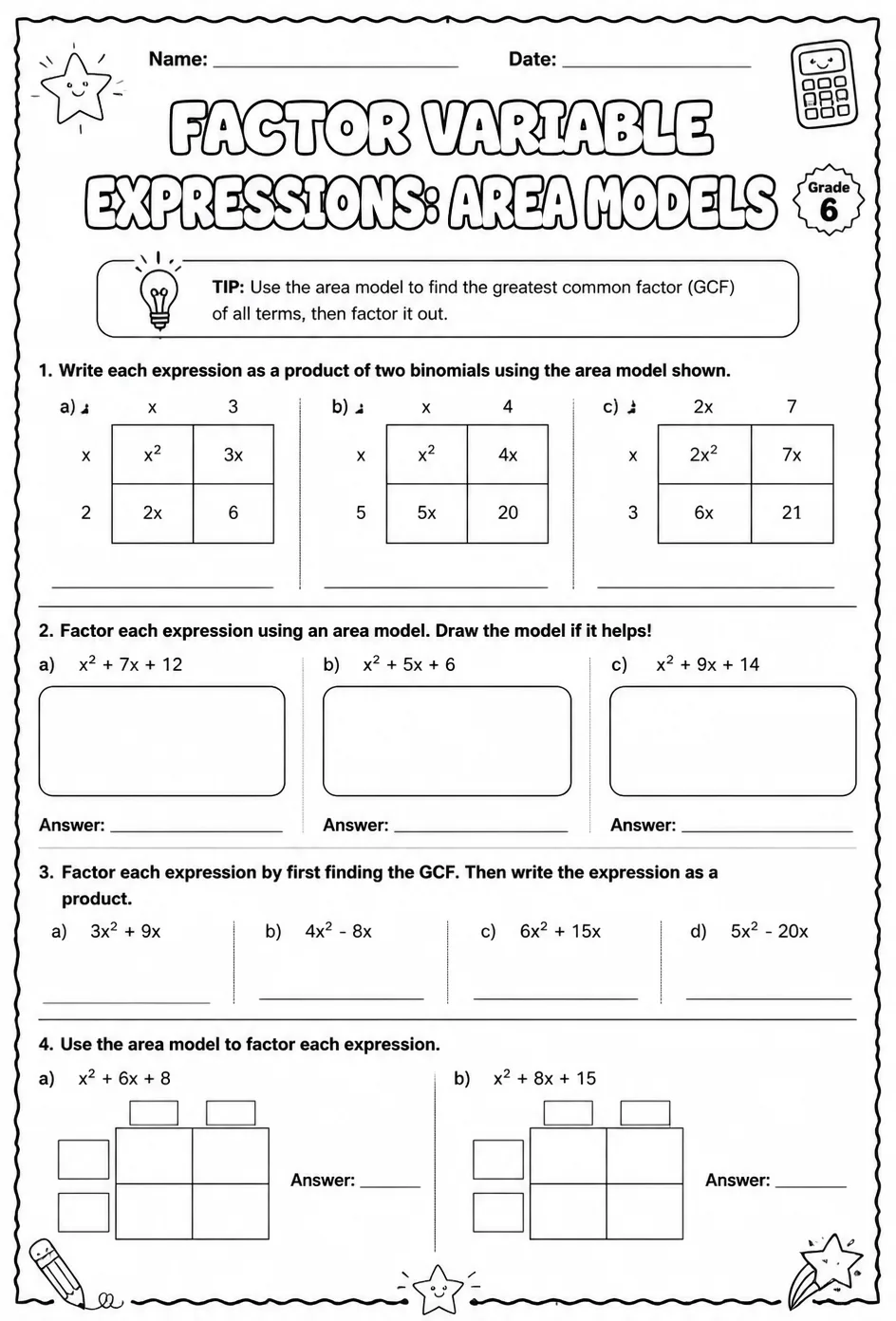 Factor variable expressions: area models