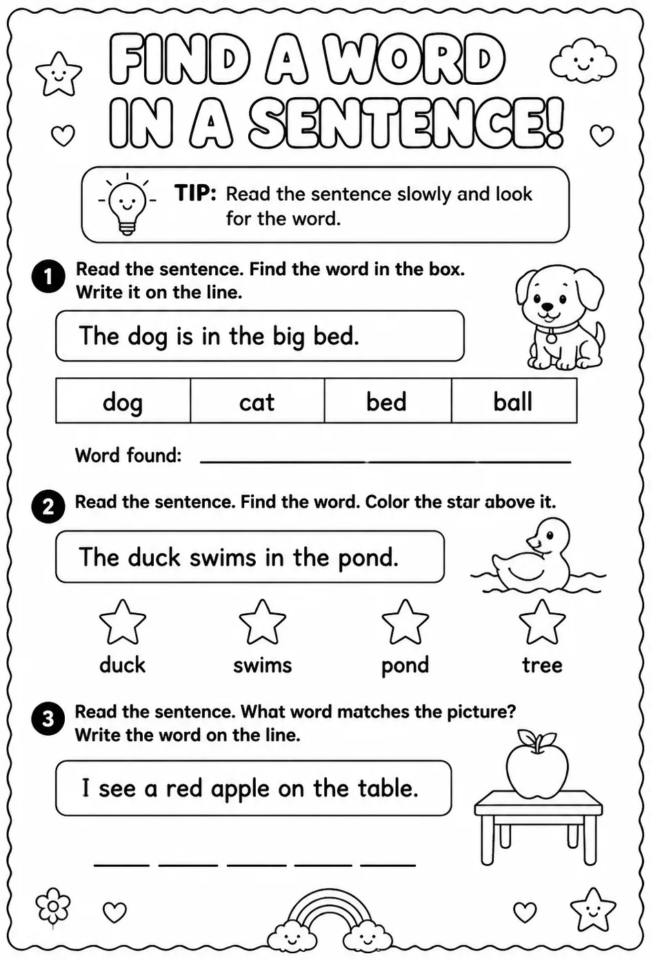 Find a word in a sentence
