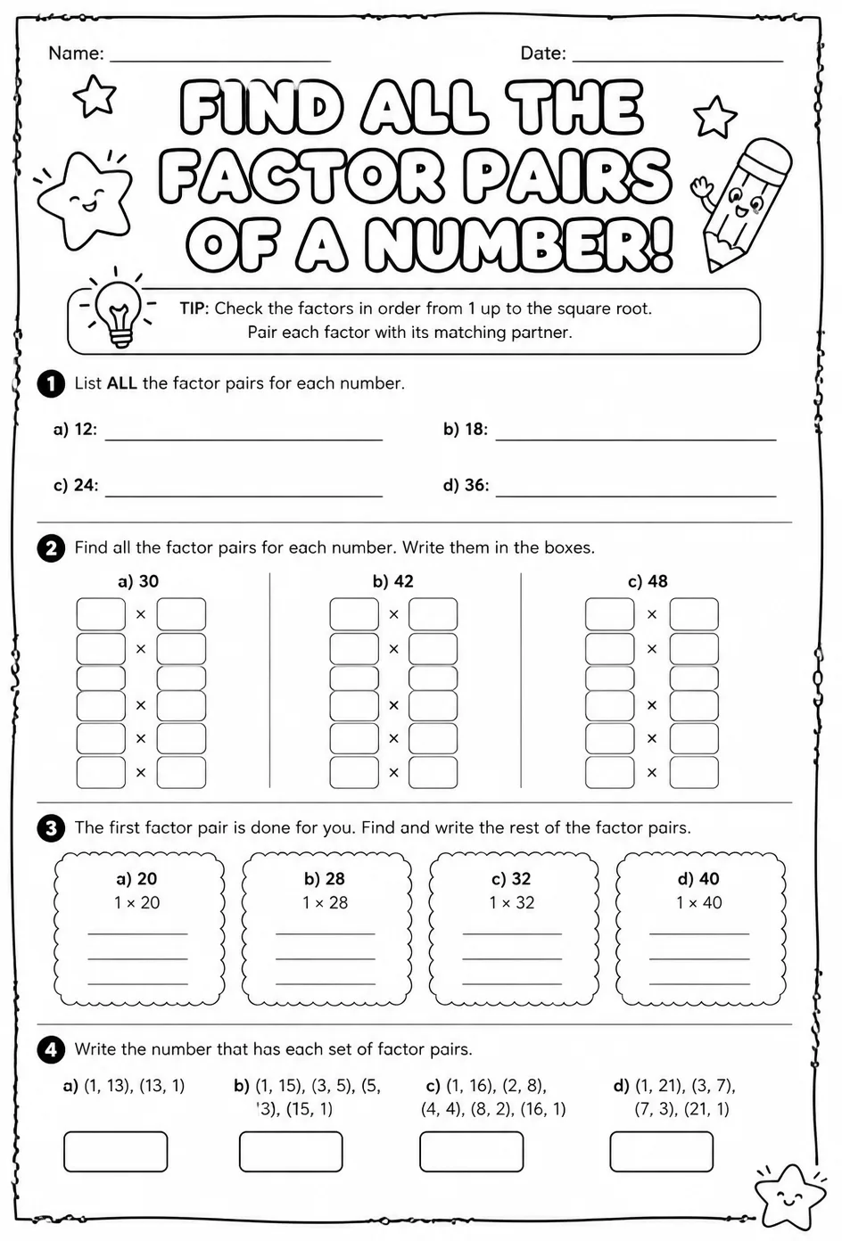 Find all the factor pairs of a number