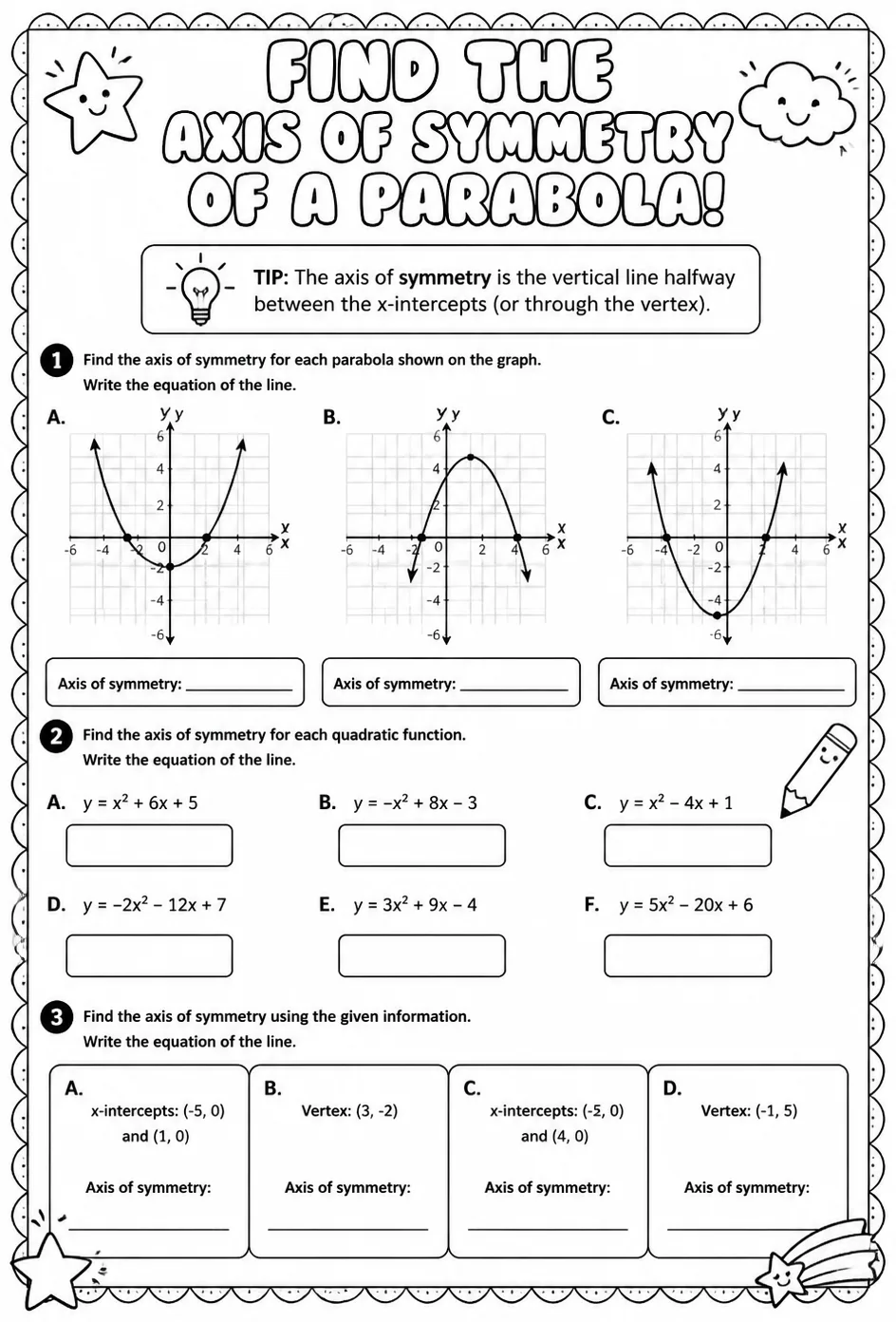 Find the axis of symmetry of a parabola