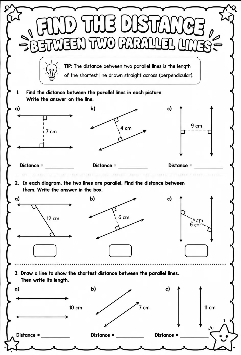 Find the distance between two parallel lines