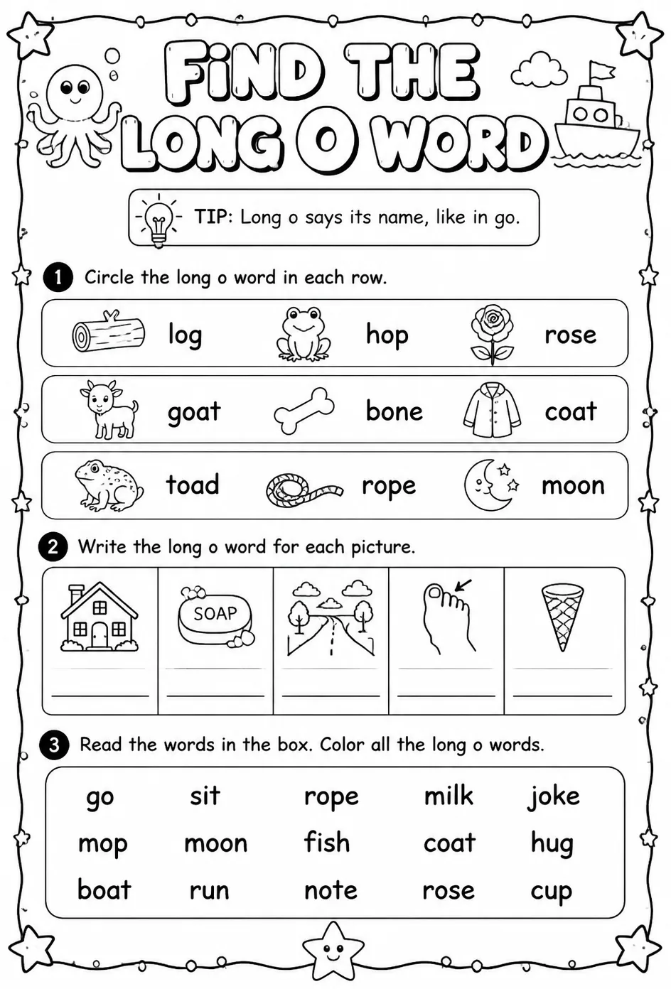 Find the long o word