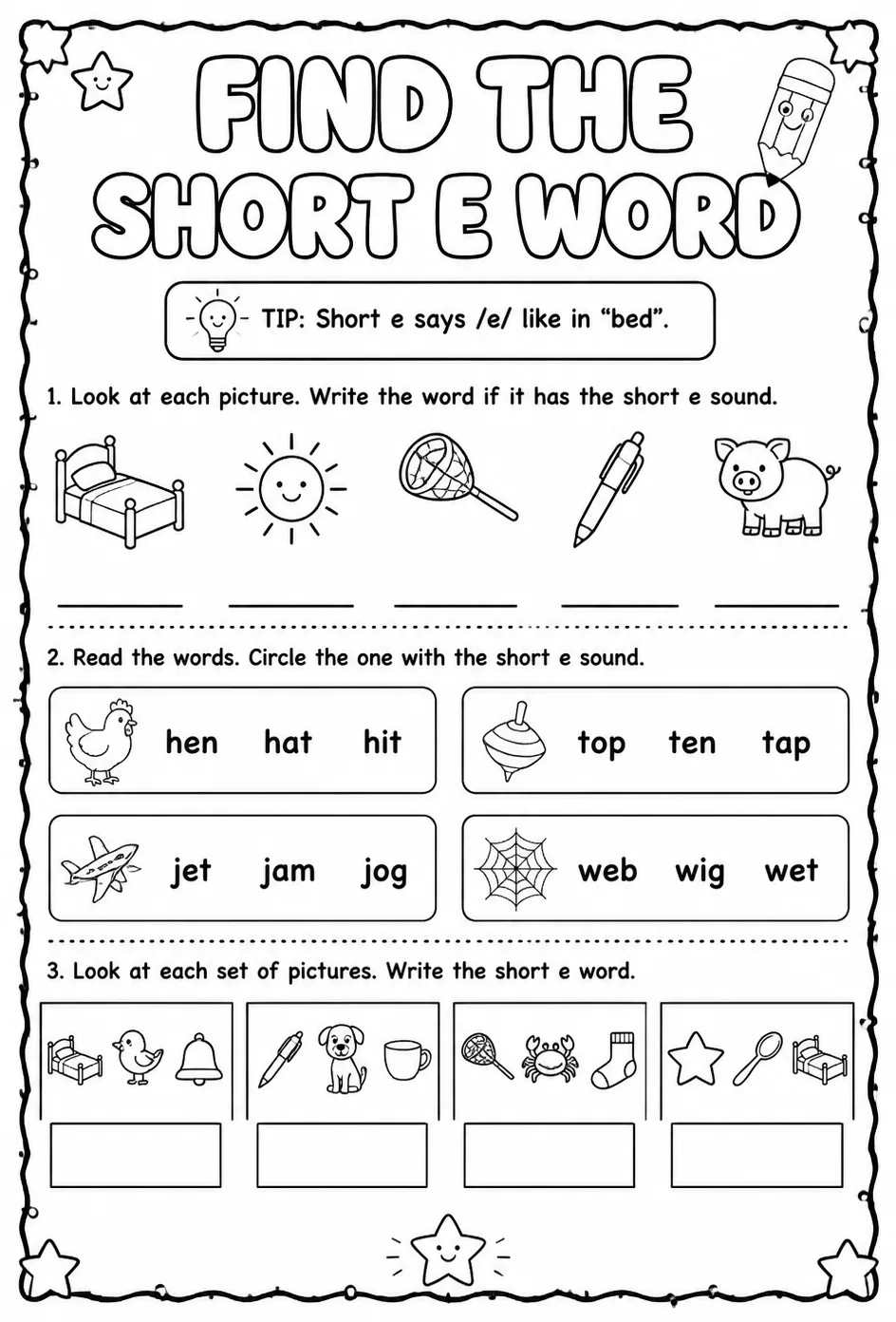 Find the short e word
