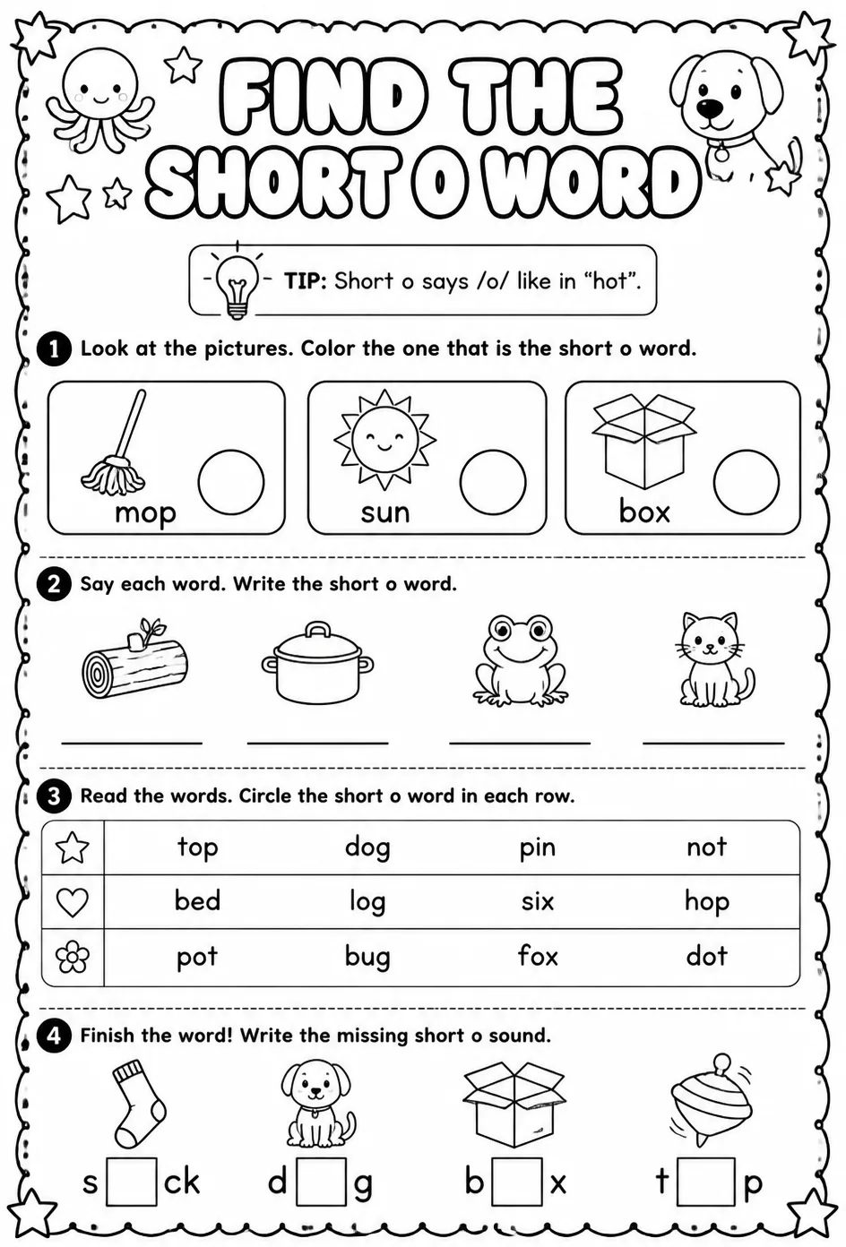 Find the short o word