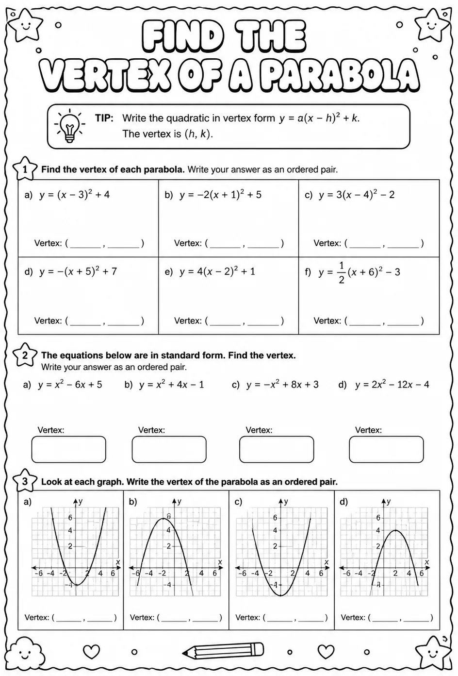 Find the vertex of a parabola