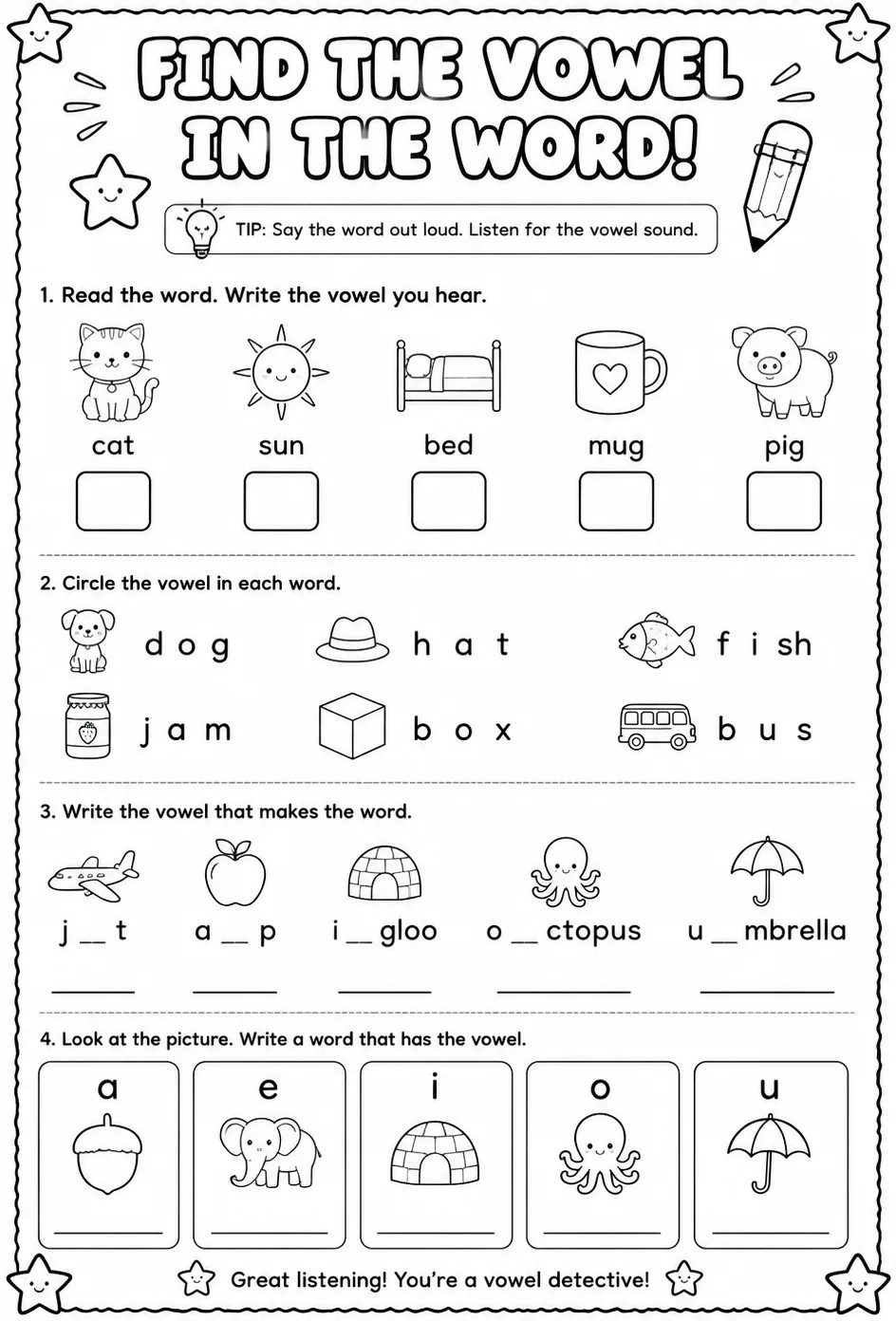 Find the vowel in the word