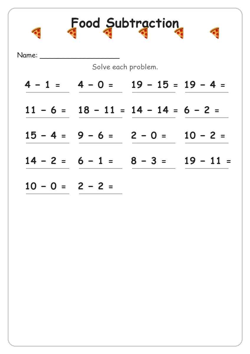 Food Subtraction (Grade 1)