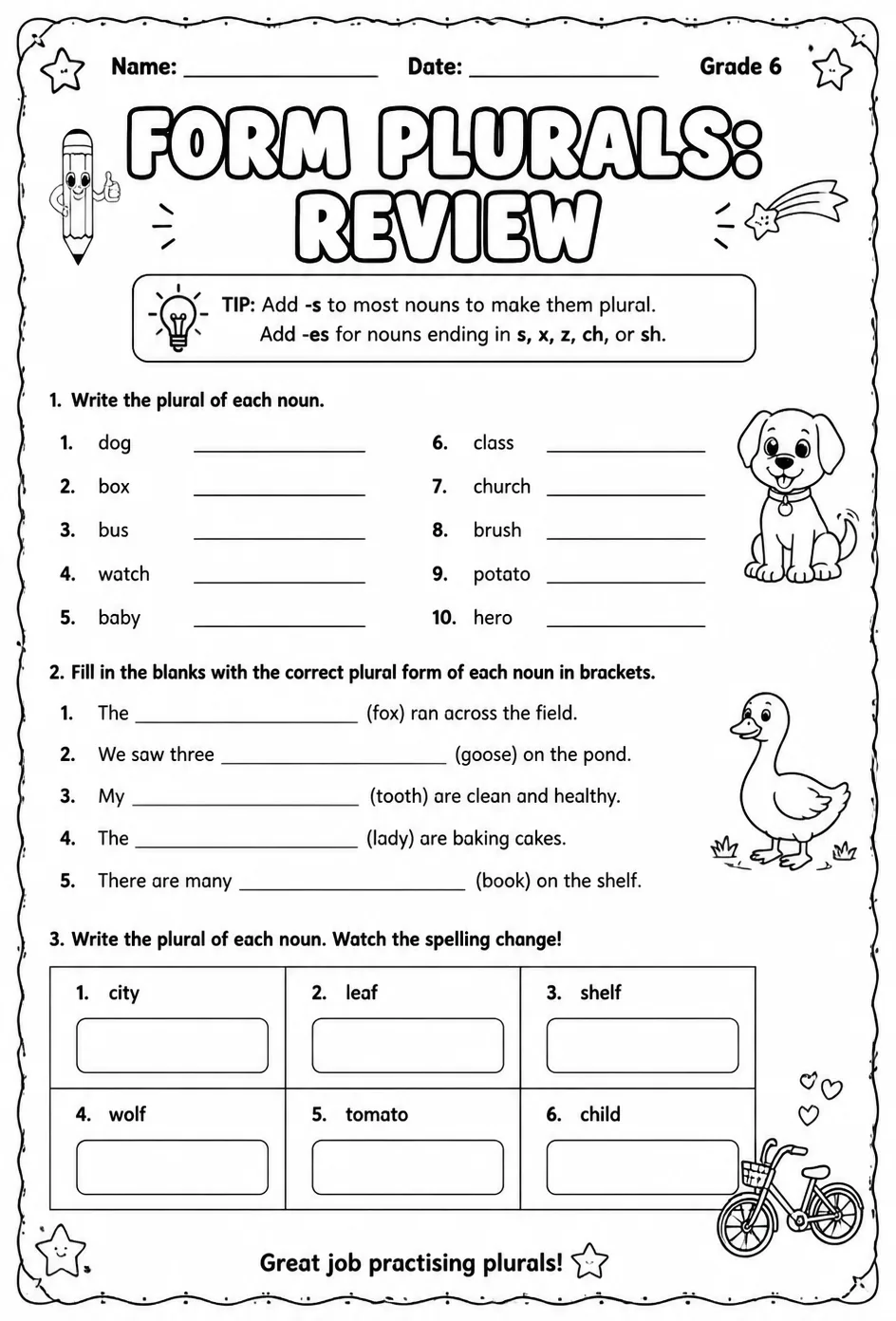 Form plurals: review