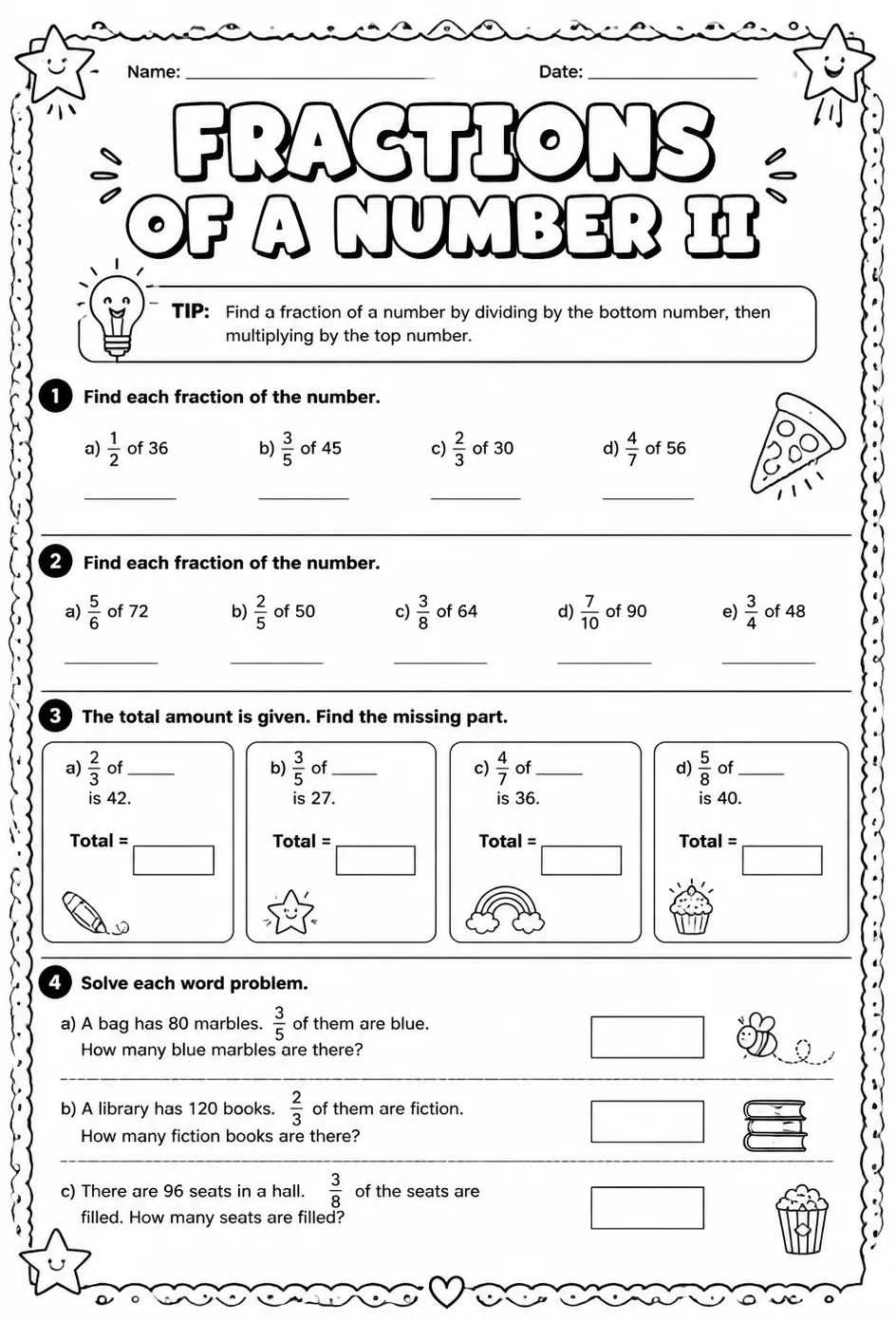 Fractions of a number II
