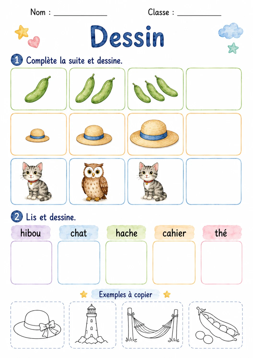 French Letter H Phonics Worksheets Pack