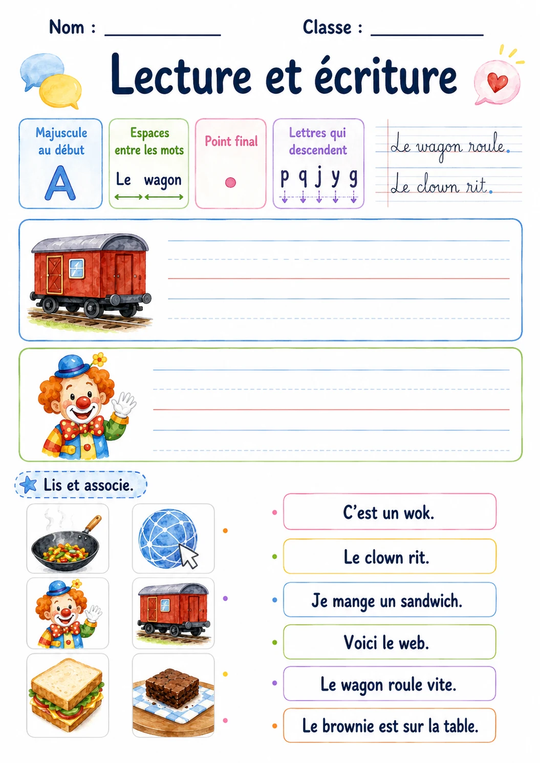 French Letter W Phonics Worksheets Pack
