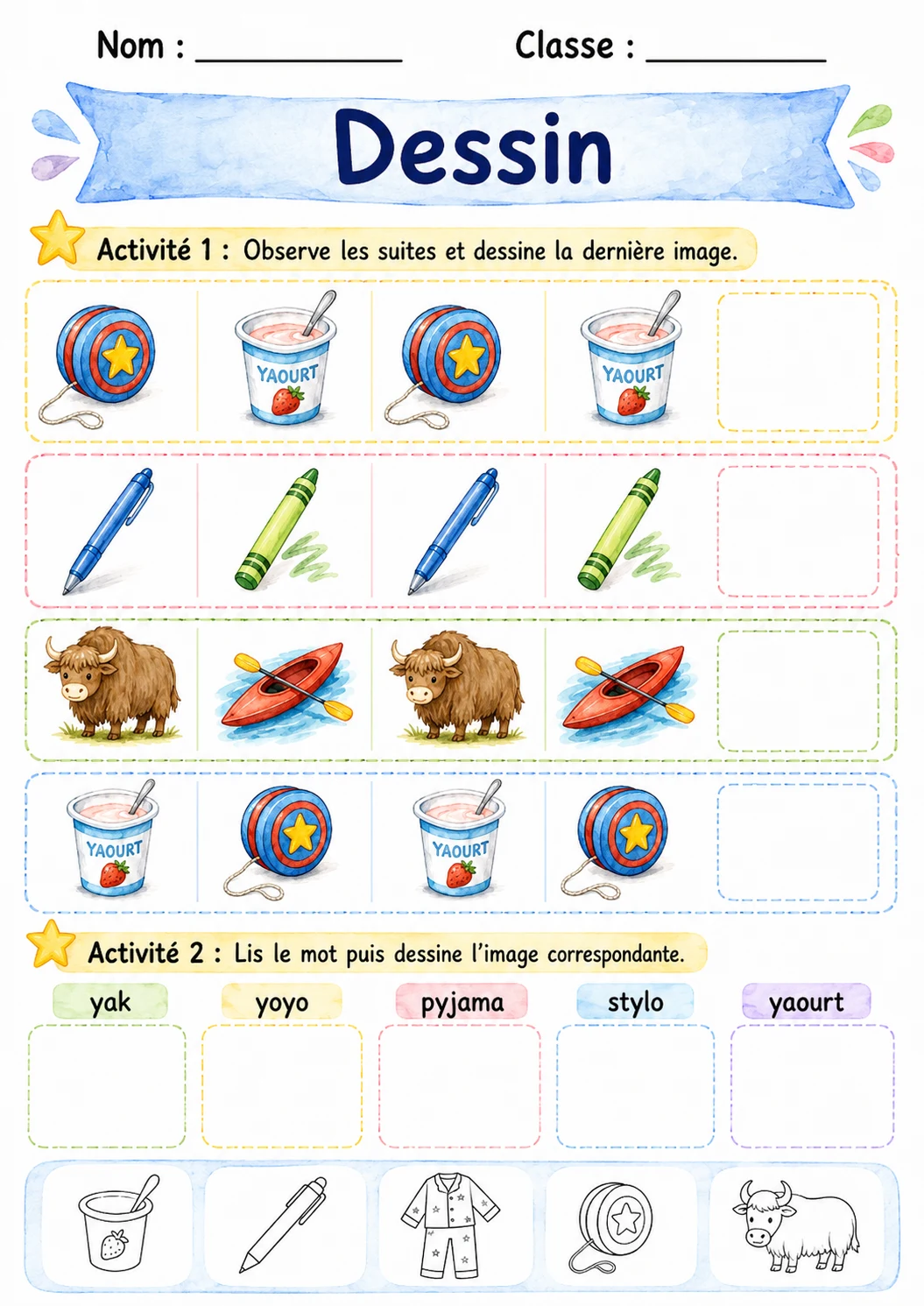 French Letter Y Phonics Worksheets Pack