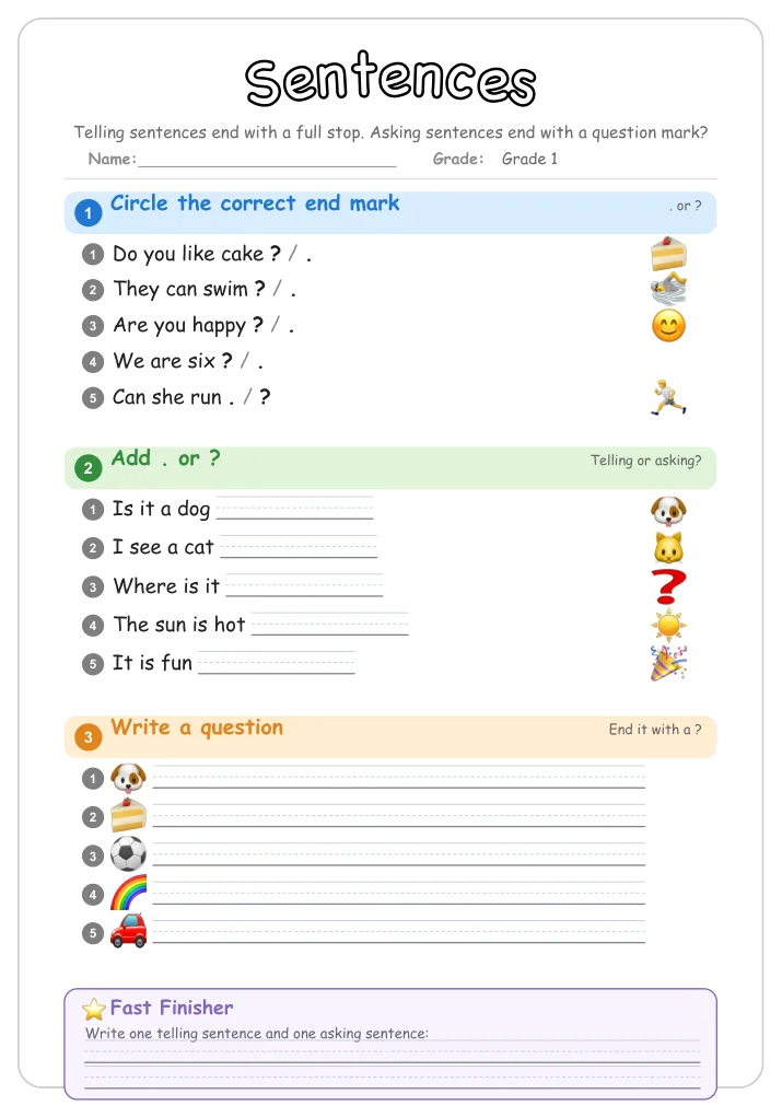 Sentences β Free Grade 1 Grammar Worksheet (Seasons)