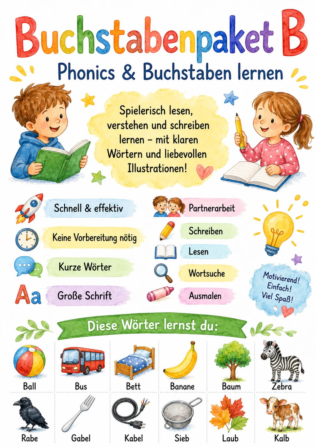German Letter B Phonics Worksheets Pack
