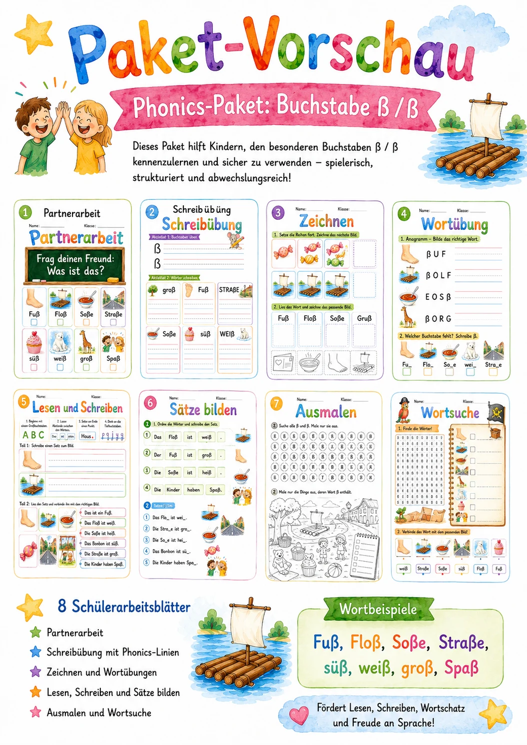 German Letter Eszett Phonics Worksheets Pack